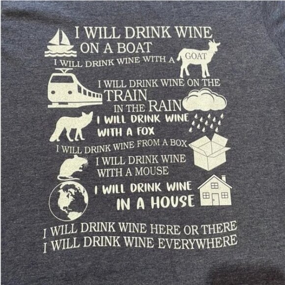 NWT I Will Drink Wine On Boat Funny Wine Lover T-Shirt Women Size Medium - Picture 3 of 9